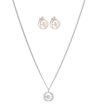 Set Dije y Aretes Saturno Plata